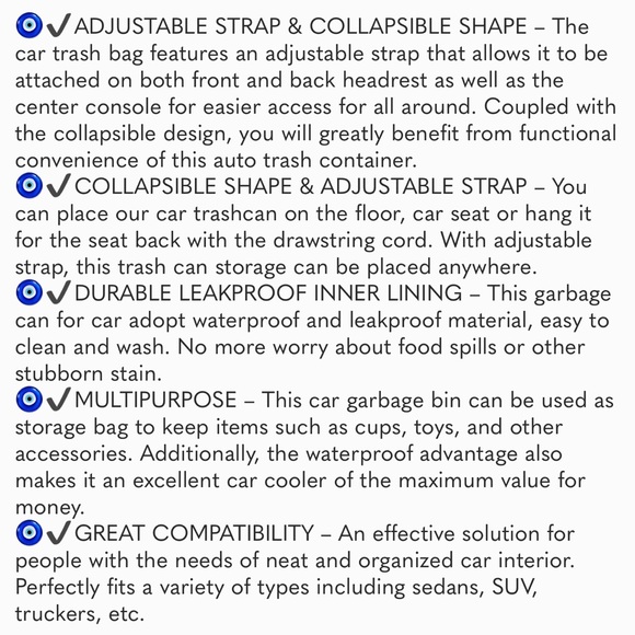 Car trash Can, Lid and Storage Pockets, 100% Leak-Proof Organizer, Waterproof - Picture 6 of 15